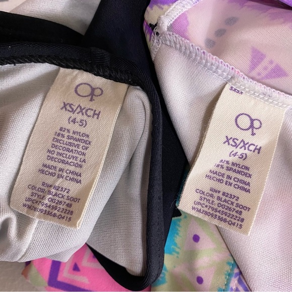 OP Girls Purple Geo Design Halter Tankini - Picture 4 of 6